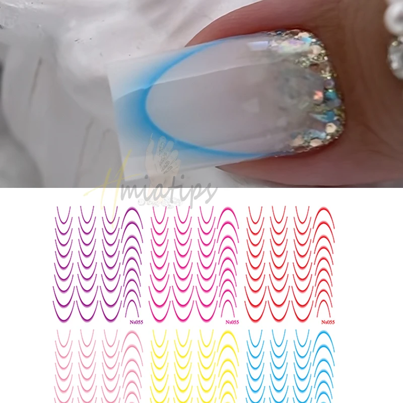 1pcs Gradient French Style Line Manicure Nail Art Stickers Self-Adhesive Decals Design Nail Tips Guides for DIY Decoration Stenc