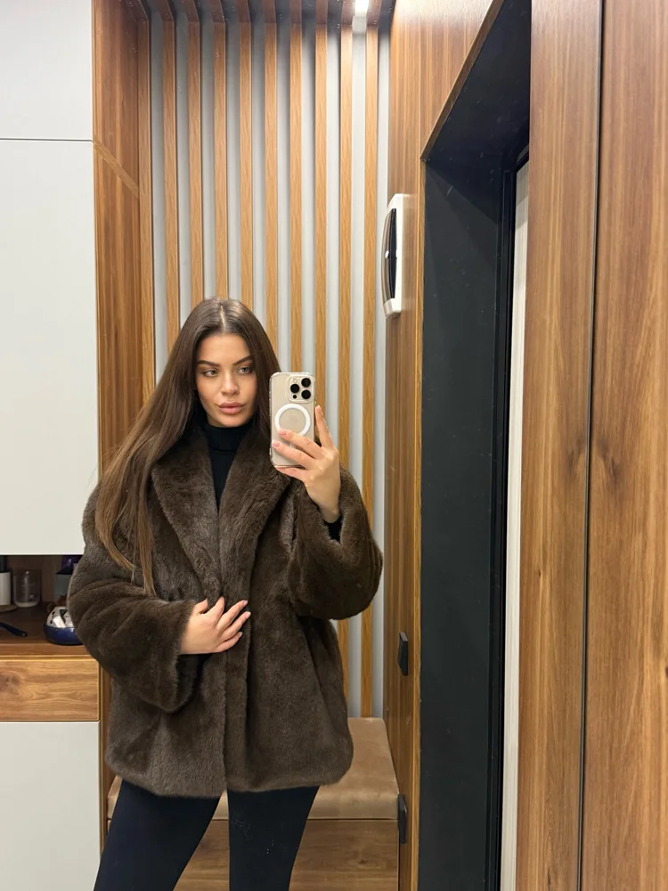Mumaroho 2026 Winter Women Luxury Faux Fur Jacket Plush Coat Thick Warm Heavyweight Soft Fuzzy Outerwear Overcoat Thermal Lining