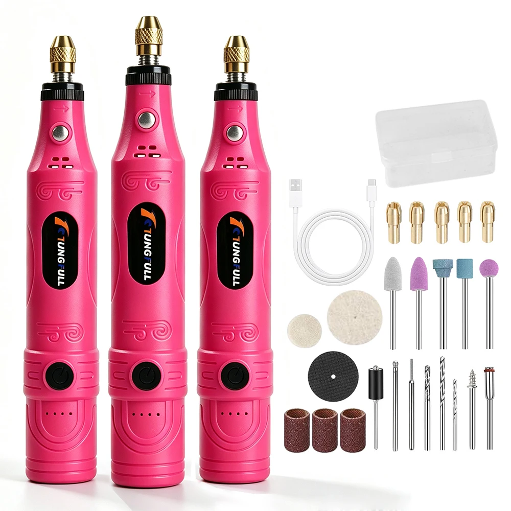 TUNGFULL 4 Speed Cordless Mini Rotary Tool USB Rechargeable Engraving Pen Dremel Mini Hand Drill Machine with Accessories Set
