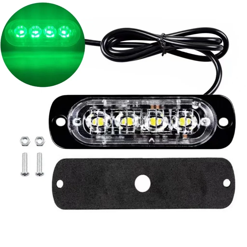 Lampy 4LED do samochodów ciężarowych Ostrzeżenie awaryjne Migające światło stroboskopowe 12v/24v Światło ciężarówki Zielone boczne światło obrysowe — 2