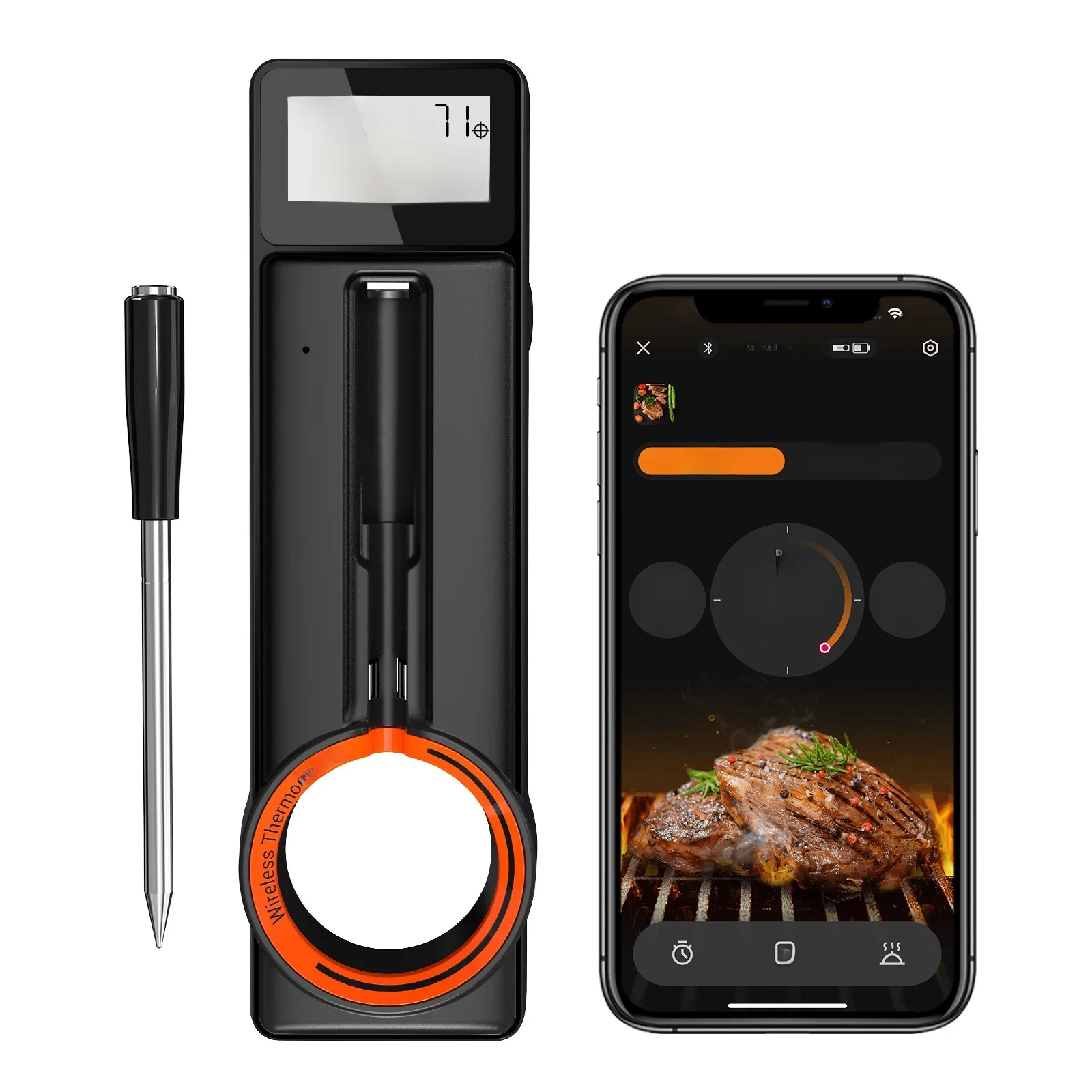 INKBIRD-Meat Therye.com WiFi, sonde ultra fine 5mm, Bluetooth 5.4, 26 menus préréglés, étanche IP67, parfait pour la fête au barbecue