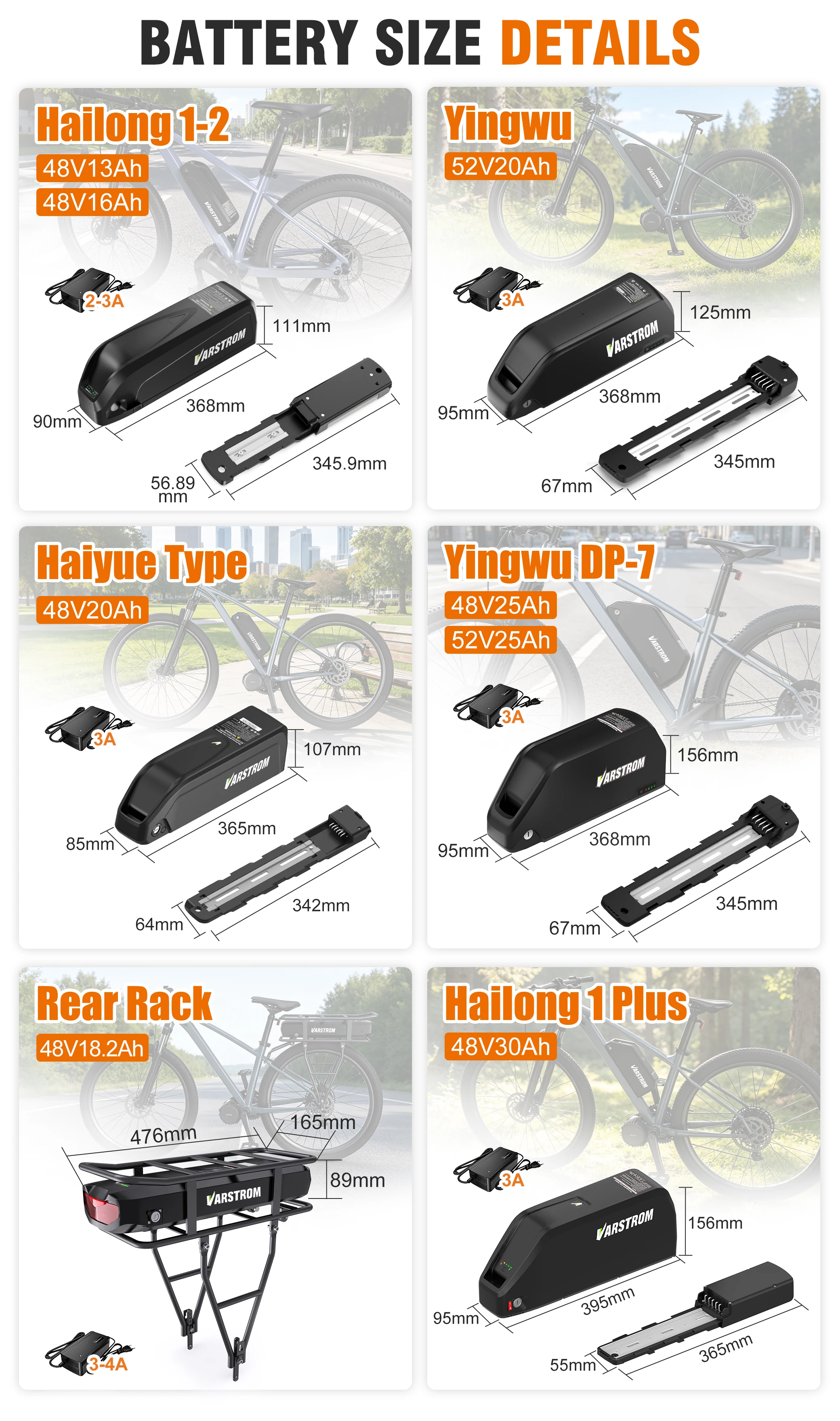 Varstrom E-Bike-Akku 36V 48V 52V 13Ah 16Ah 20Ah 25Ah 30Ah Leistungsstarker Lithium-Akku 21700 18650 Zellenpack 40A Smart BMS Lange Lebensdauer Original Elektrofahrrad-Akku, große Kapazität Hailong Max, Parrot, Gepäckträger hinten BBS TSDZ2 H400B JYLT Akku – Detail 7