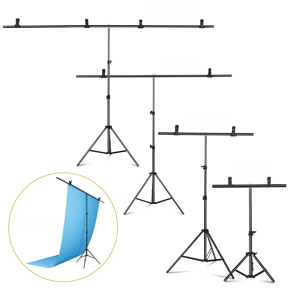 Système de support de fond de scène en T pour photographie, studio photo, vidéo, écran vert chroma key avec trépied