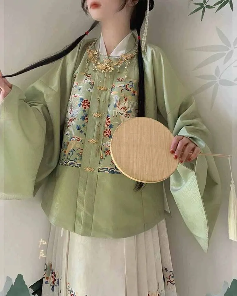 حجم كبير 10XL الصينية Hanfu 2 قطعة مجموعات النساء السنة الجديدة زي سلالة مينغ الحصان الوجه تنورة قميص + الطيات تنورة حجم كبير 8XL