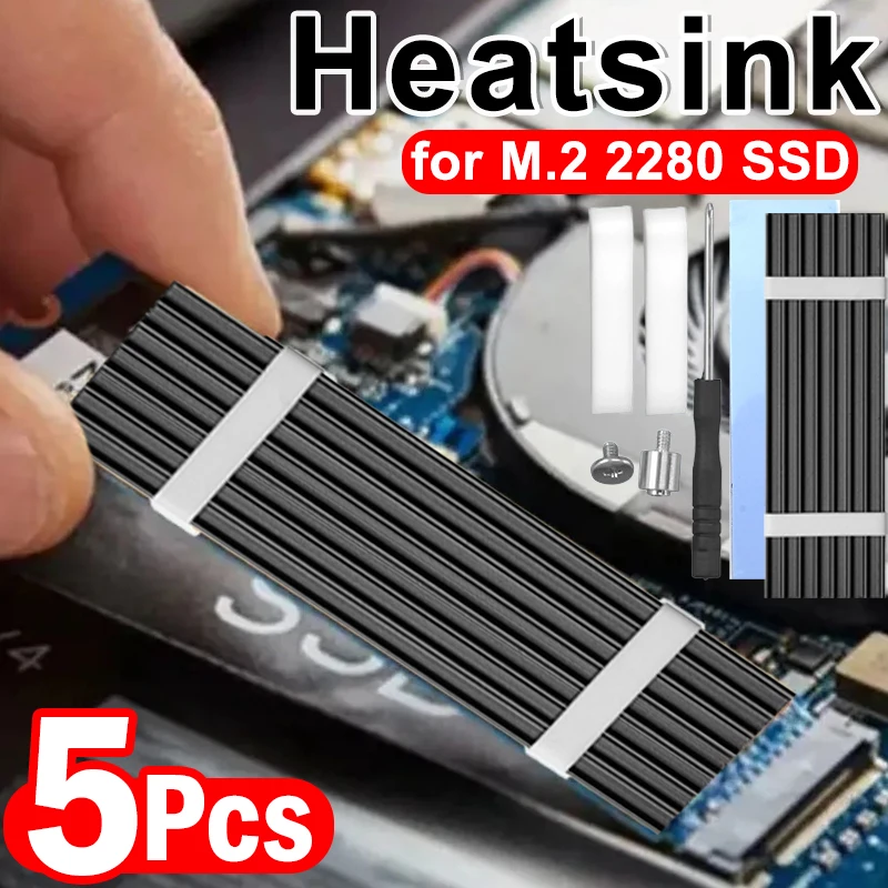 

M.2 SSD Heatsink 2280 Aluminum Cooler Radiator with Thermal Silicone Pad for PS5 PC Motherboard Solid State Hard Disk Heat Sink