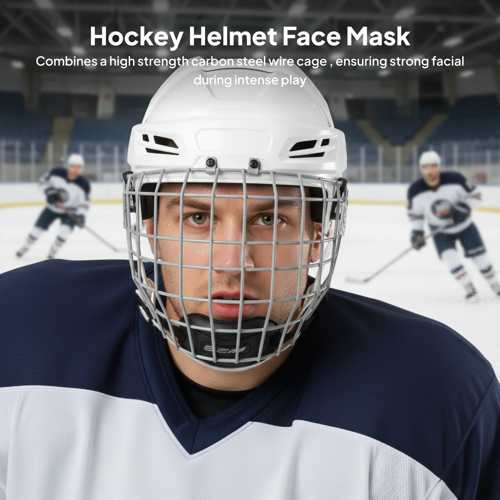 

Adult Hockey Helmet Face Cover with Steel Mesh Guard for Skating Field Training Essential Head Protection Accessory