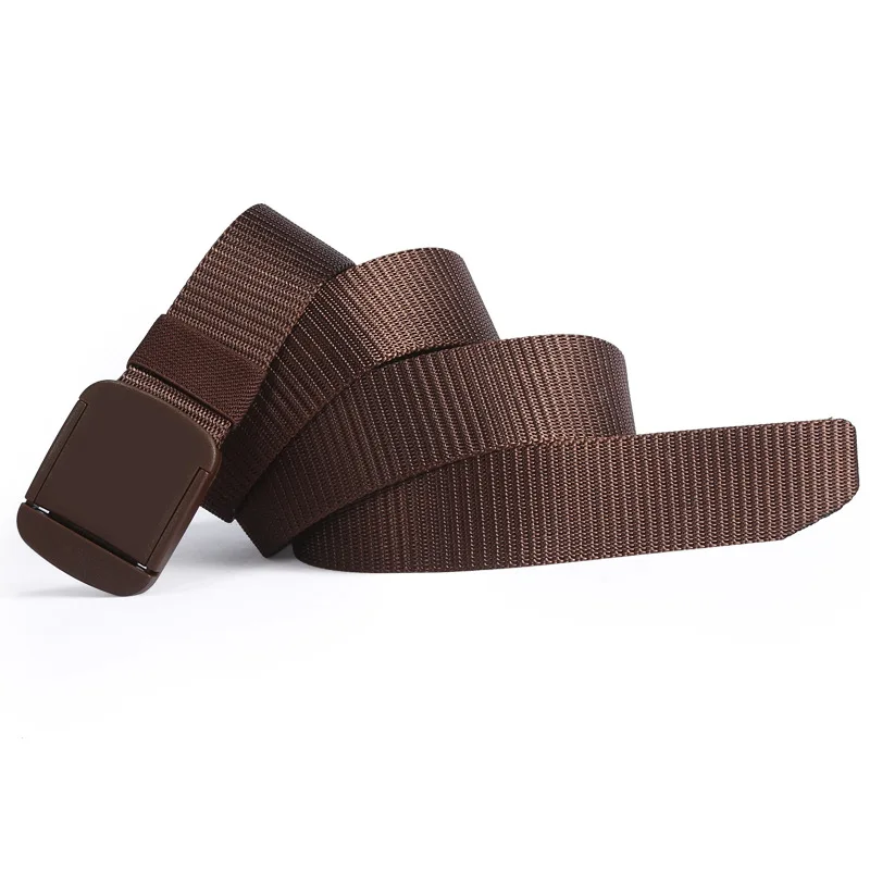 Fashion Canvas Belt for Men and Women Solid Color Woven Belt with Plastic Buckle 120 cm Belt for Jeans Casual Pants