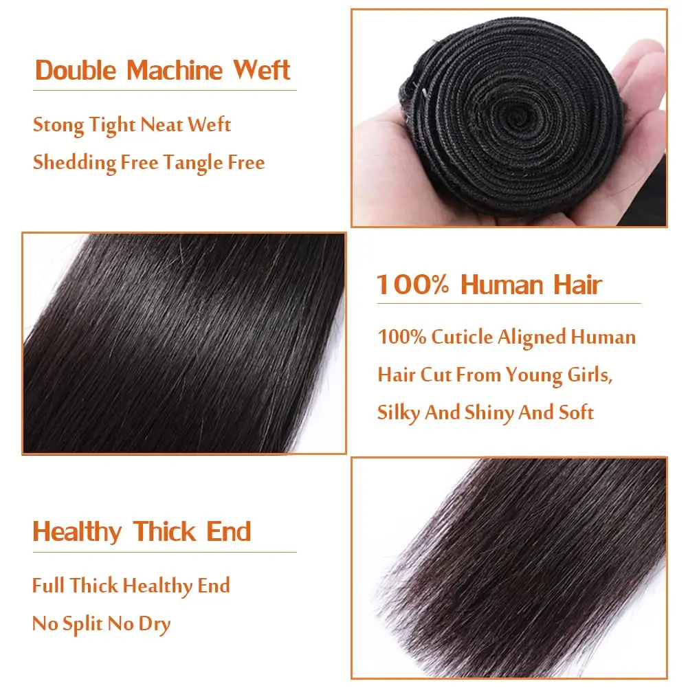 Bone Straight Bundles Human Hair Weaving Brazilian 28 30 32inch Human Hair Extensions Remy For Black Women