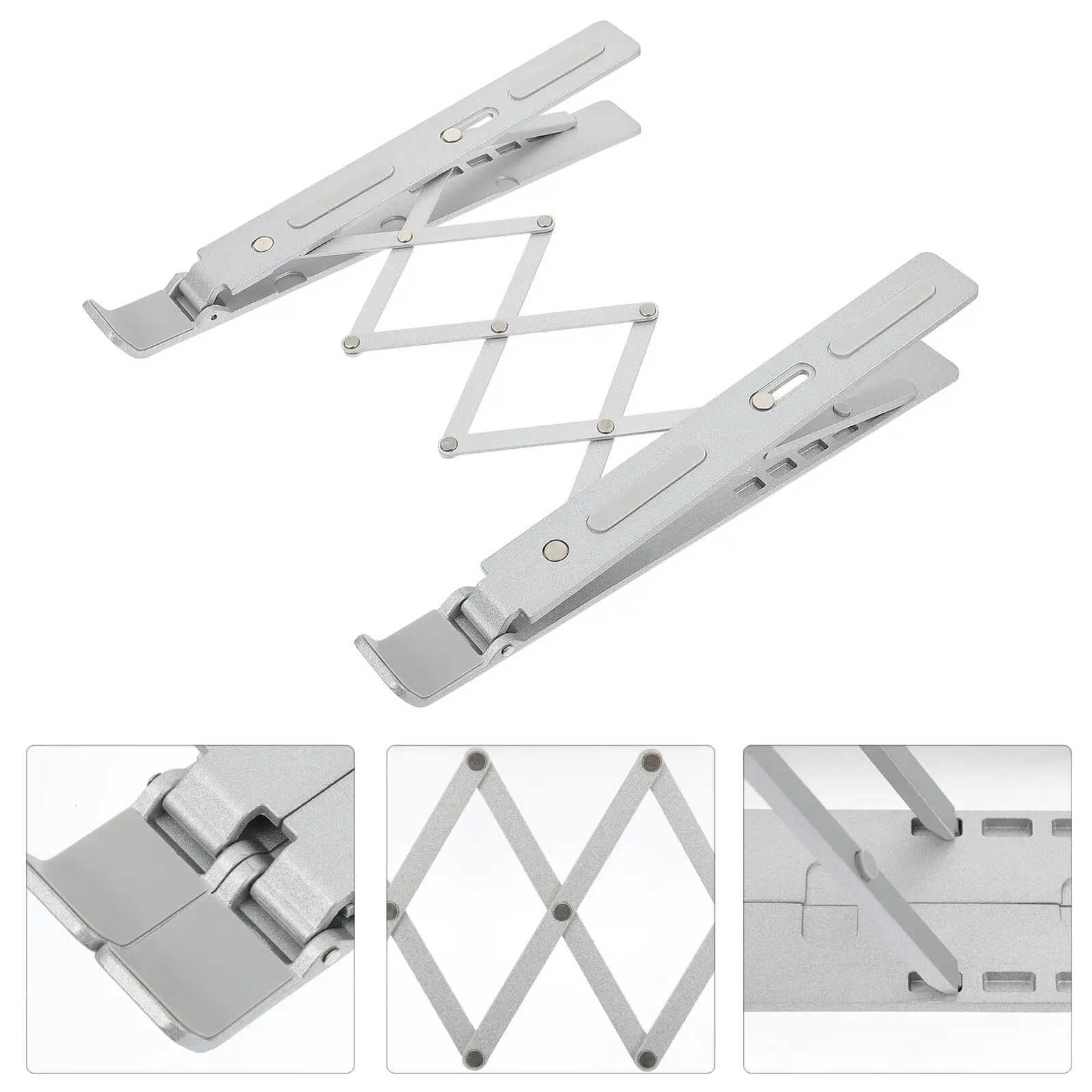 Adjustable Aluminum Alloy Laptop Stand, Foldable Portable Laptop Holder with Silicone Anti-Slip Pads, Height Adjustable Notebook Riser for Office Home
