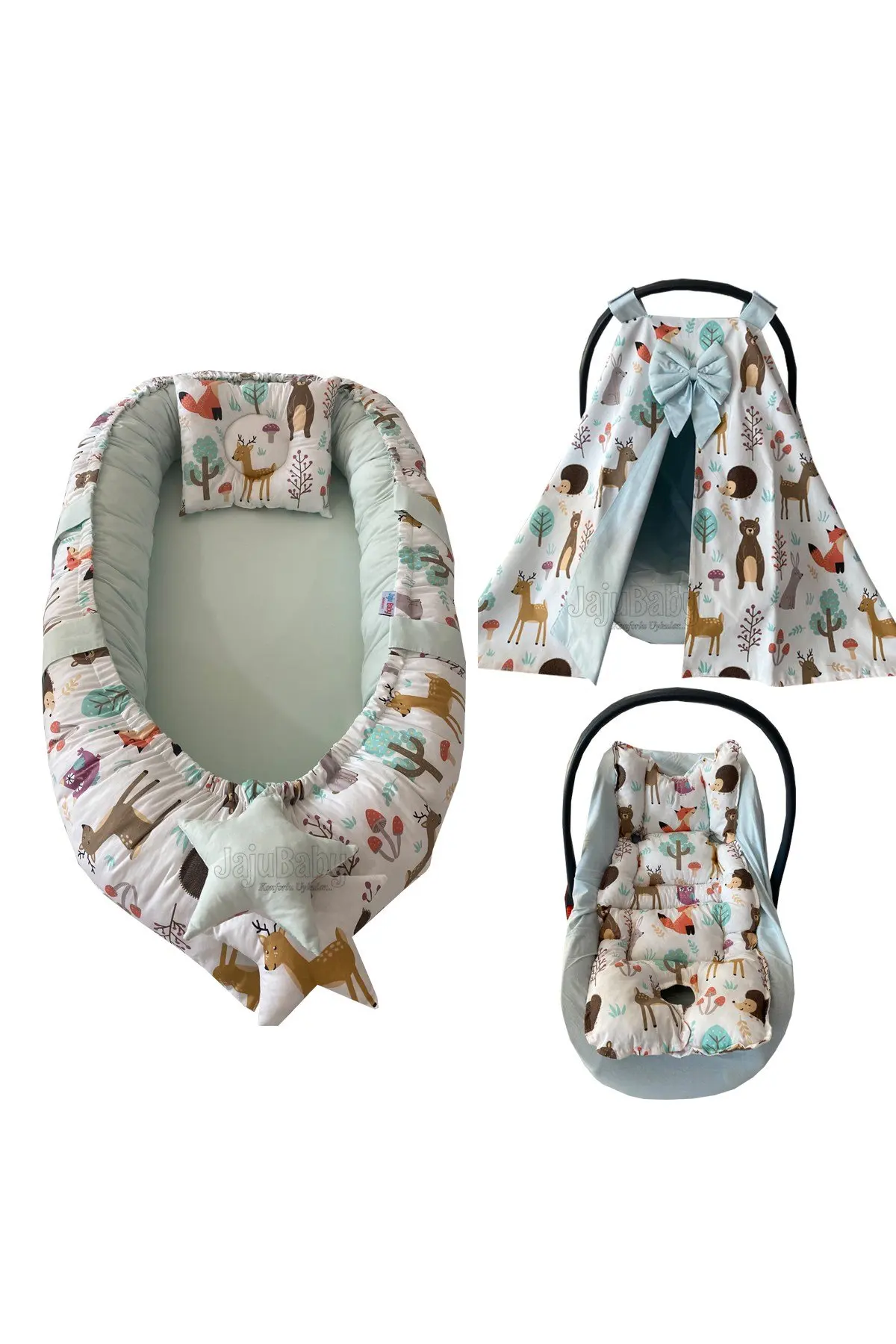 Handmade Cute Forest Design Babynest and Stroller Cover Set of 5