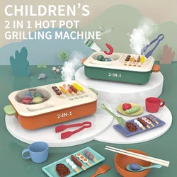 Simulation Smoke Kids Hot Pot BBQ Machine Toy Multifunctional Pretend Play Preschool Cooking Toy Kitchen Set For Kids Gift