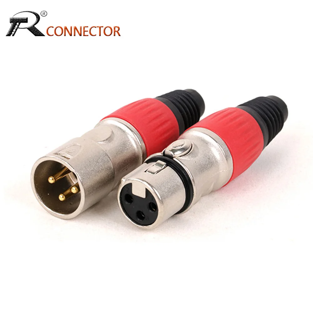 

10pcs 3Pin XLR Male/Female Jack Audio Cable Plug Connector Cannon MIC Cable Termination Microphone Plugs Zinc Alloy Shell