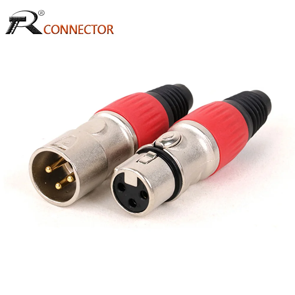 10pcs 3Pin XLR Male/Female Jack Audio Cable Plug Connector Cannon MIC Cable Termination Microphone Plugs Zinc Alloy Shell