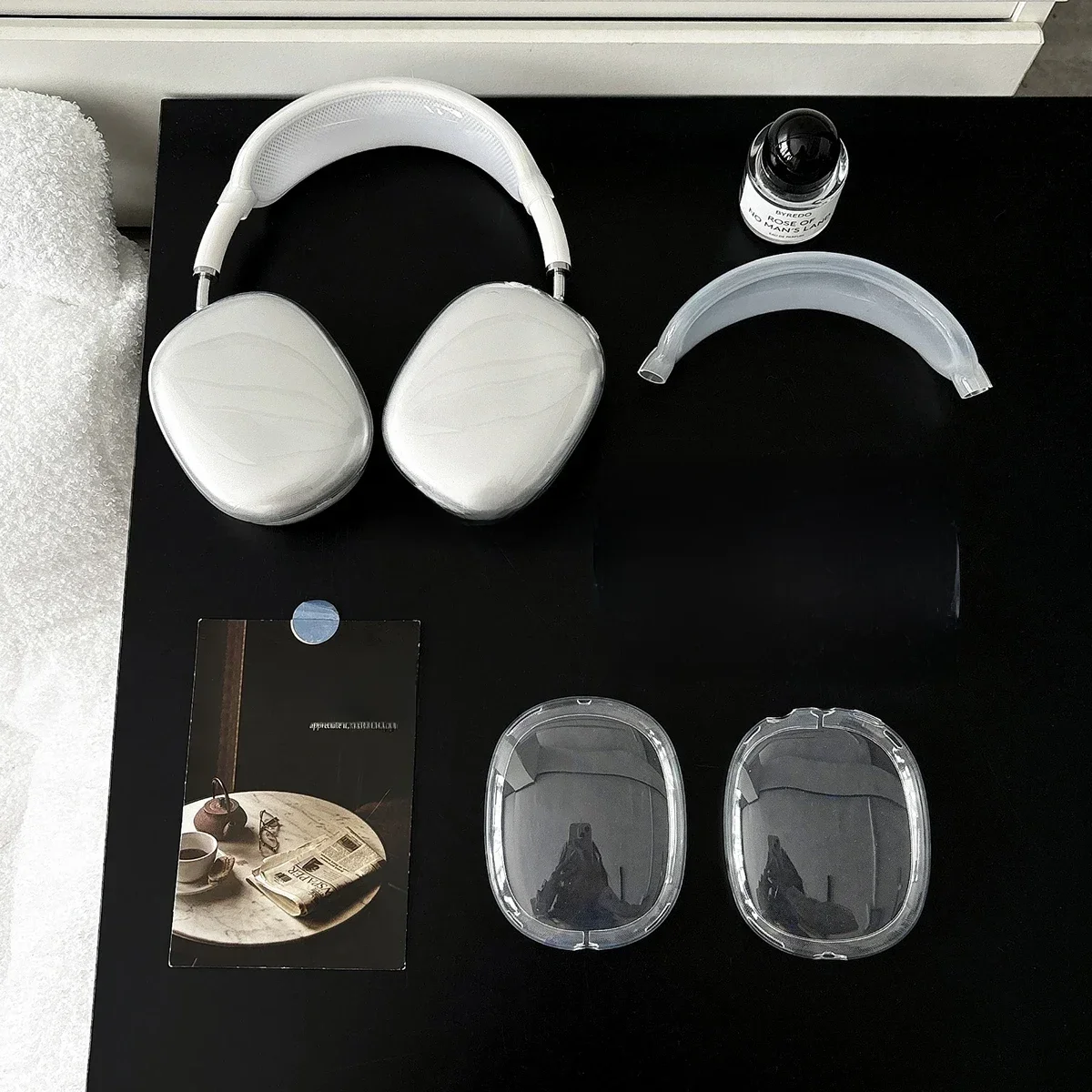 Étui de protection Transparent 5 en 1 pour Airpods Max, housse transparente en Silicone pour écouteurs, coque souple minimaliste pour filles et femmes