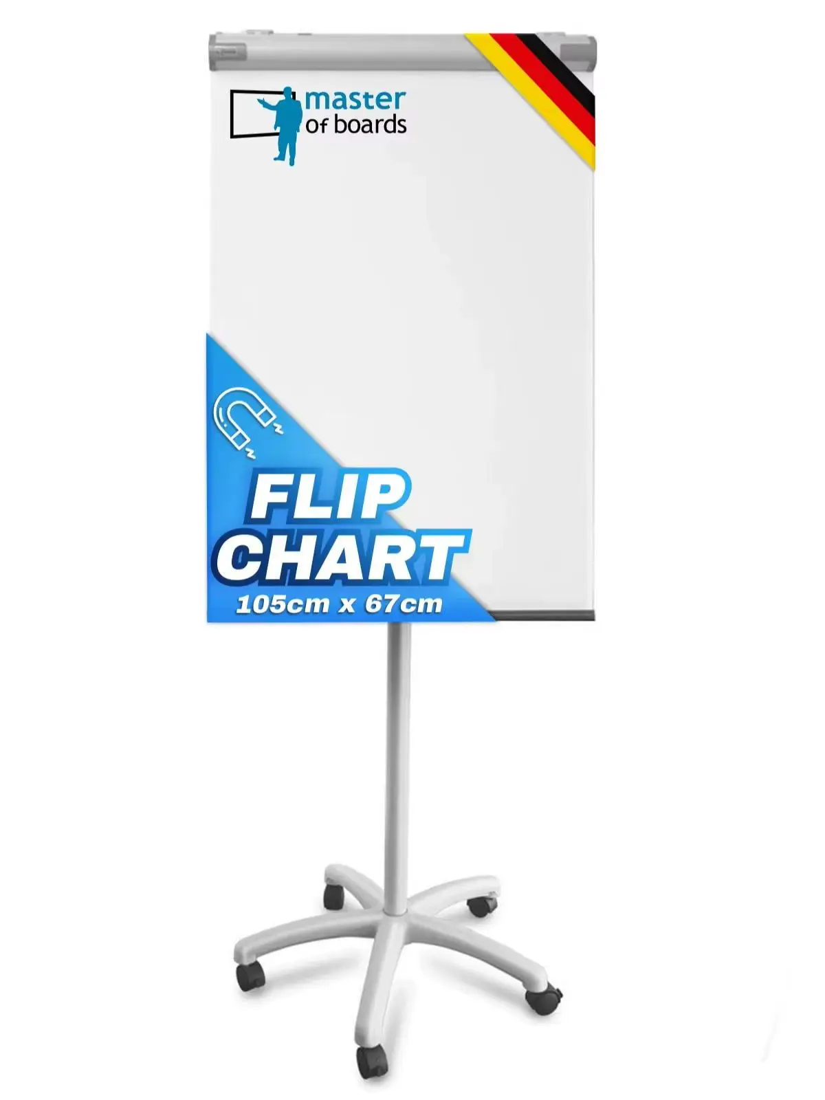 Mobiles Flipchart mit Rollen 67x105 cm höhenverstellbar magnetisch beschreibbar Whiteboard Präsentation Büro Schule Seminar