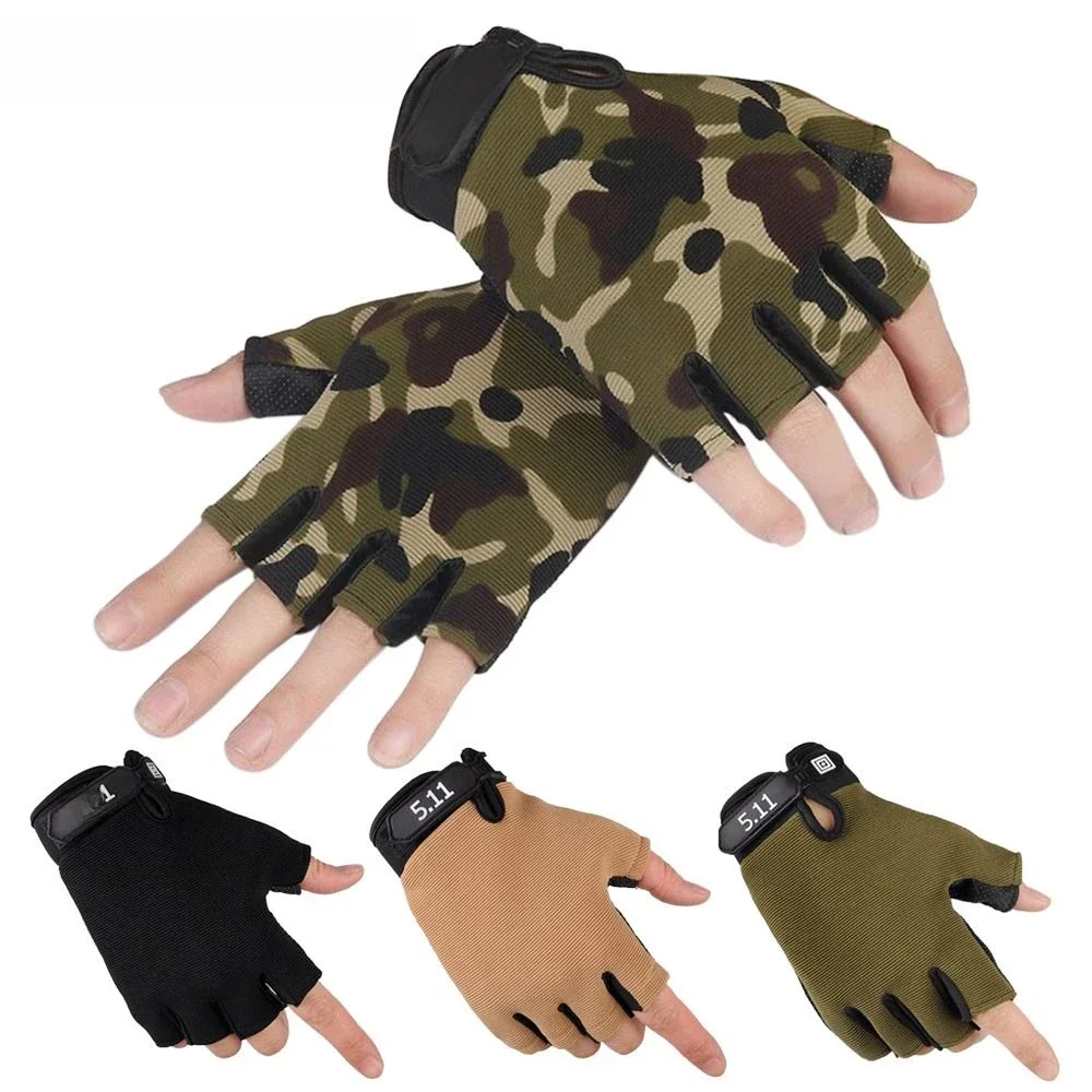 AliExpress UK 1 Pair Fingerless Camo Gloves Cycling Bike Sports Gloves for Men and Women Half Finger Anti-Slip