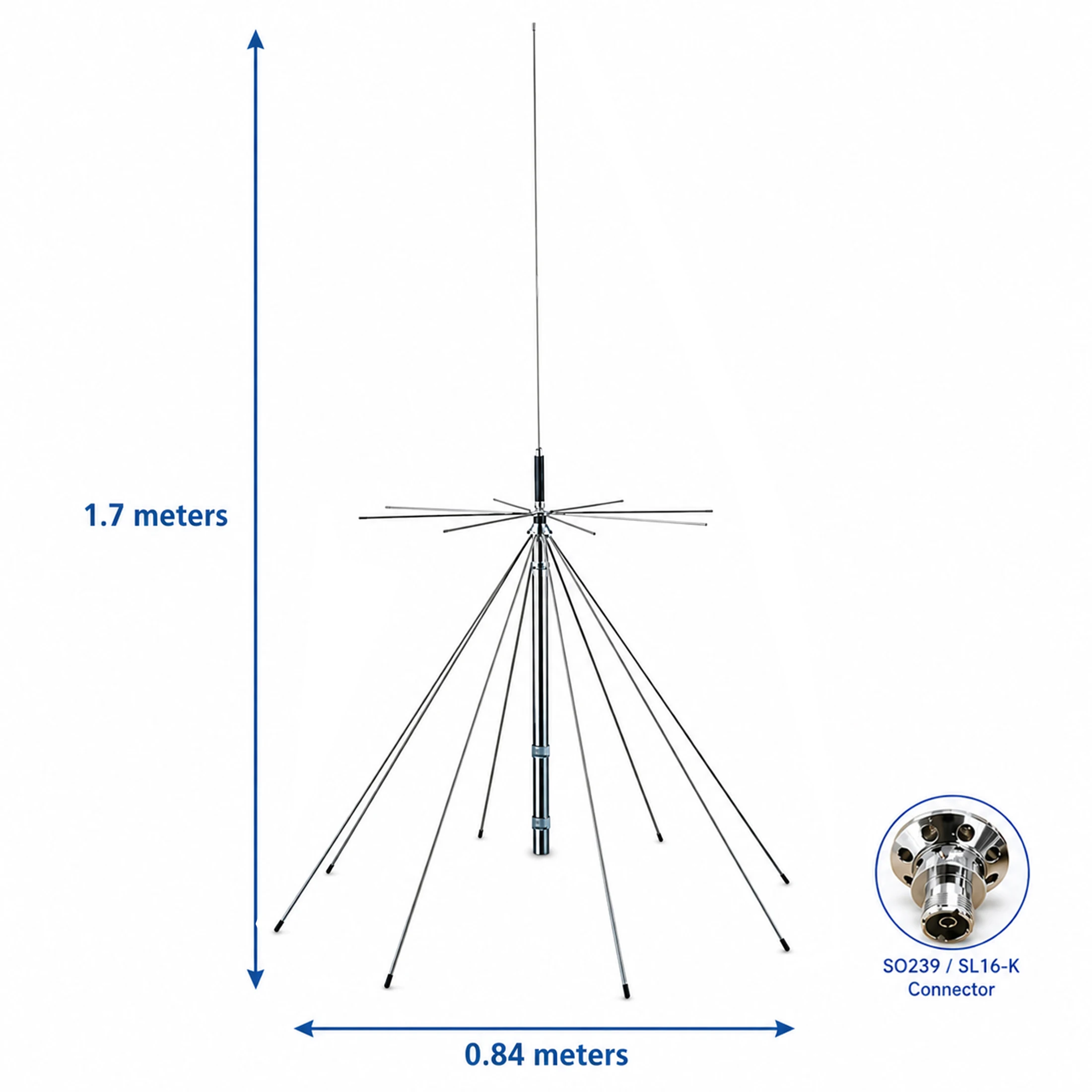 Ultra-Wideband Discone Antenna,25MHz-1300MHz, Multi-Frequency Compatible, PL259 Connector
