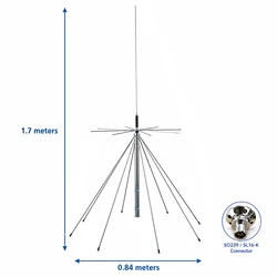 Antena de discone de banda ultra larga SignalPlus, 25 MHz-1300 MHz, compatível com multifrequência, conector PL259