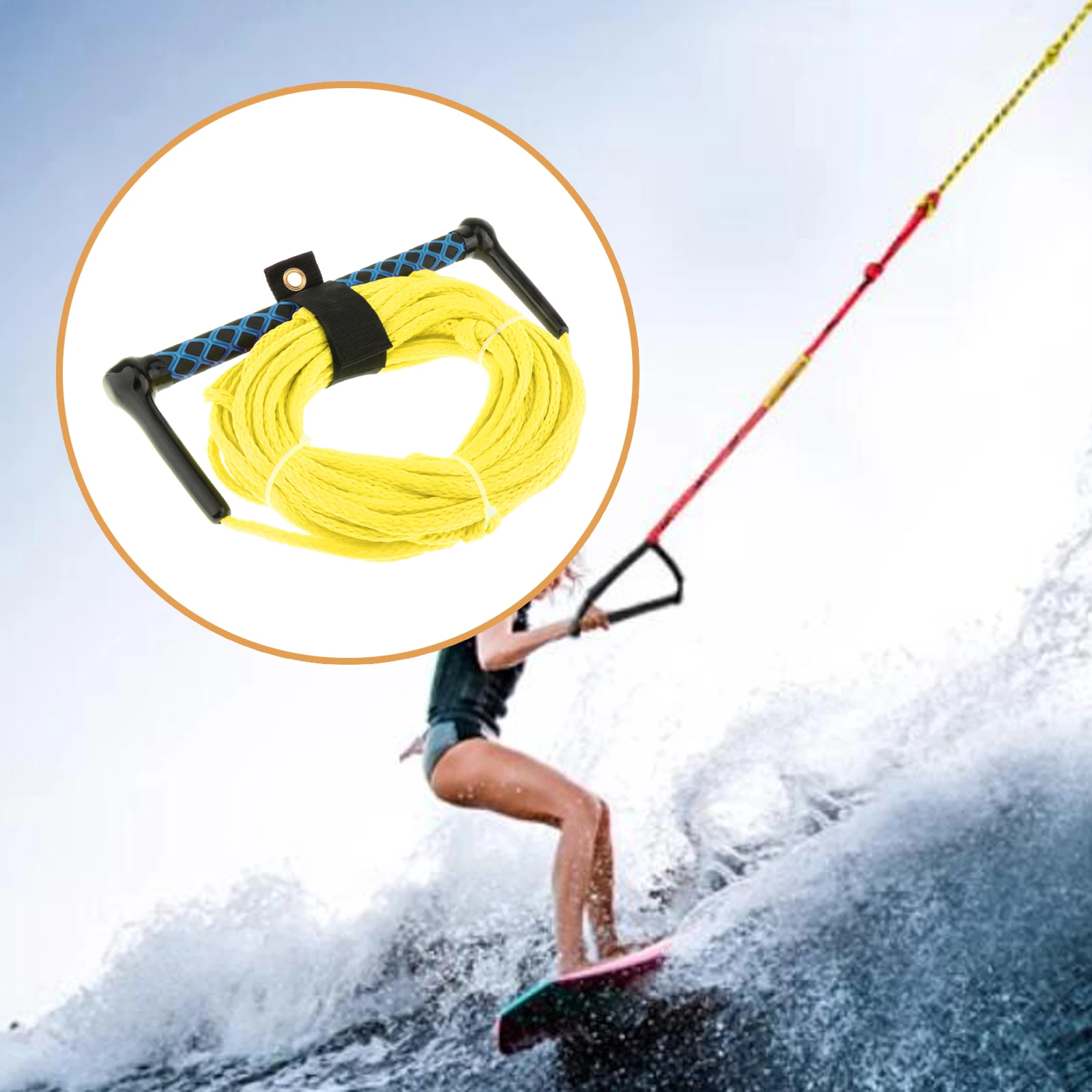 حبل تزلج على الماء من Wake Board متعدد الأغراض بطول 75 قدمًا، حبل للرياضات المائية، حبل مريح للرياضات المائية متعدد الوظائف #3