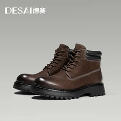 DESAI Men Boots Outdoor Shoes Style Formal Men Shoes Casual Designer Fashion Lace-up 2023 Winter New Color