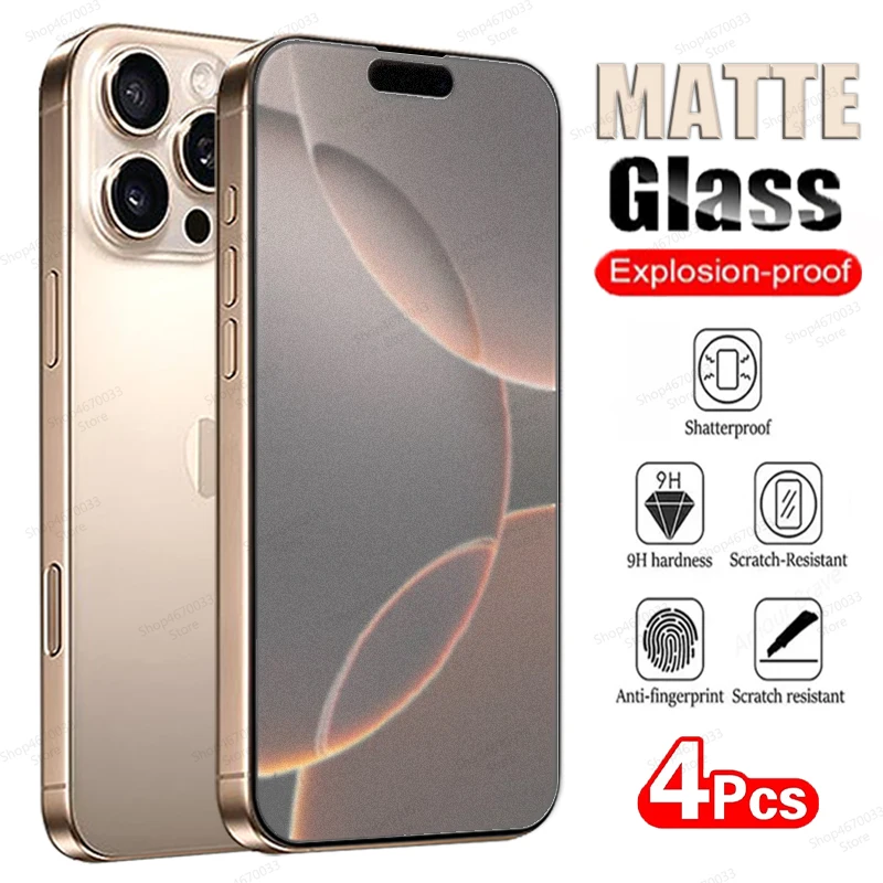 4PCS Matte Screen Protector For iPhone 16 15 13 11 14 12 Pro Max 14 15 16 Plus 12 13 Mini XR XS Max X 8 7 6 Plus Tempered Glass