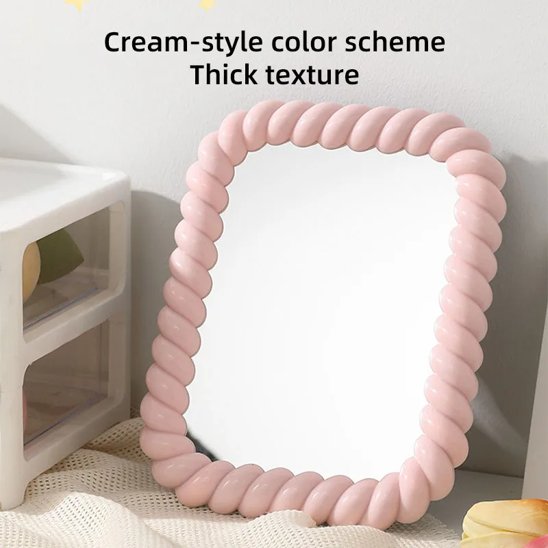 Espelho de maquiagem estilo creme de plástico espelho de mesa espelho móvel hd espelho de vestir portátil espelho de beleza