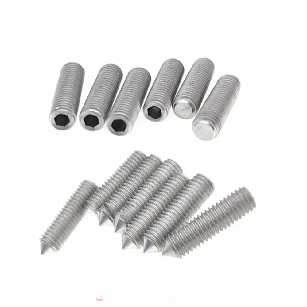 10 stks M1.6 M2 M2.5 M3 M4 M5 M6 M8 M10 X 3-60mm Puur Titanium TA2 GR2 Cup Punt Platte Culet Headless Hex Allen Socket Schroef Bolt - afbeelding 2