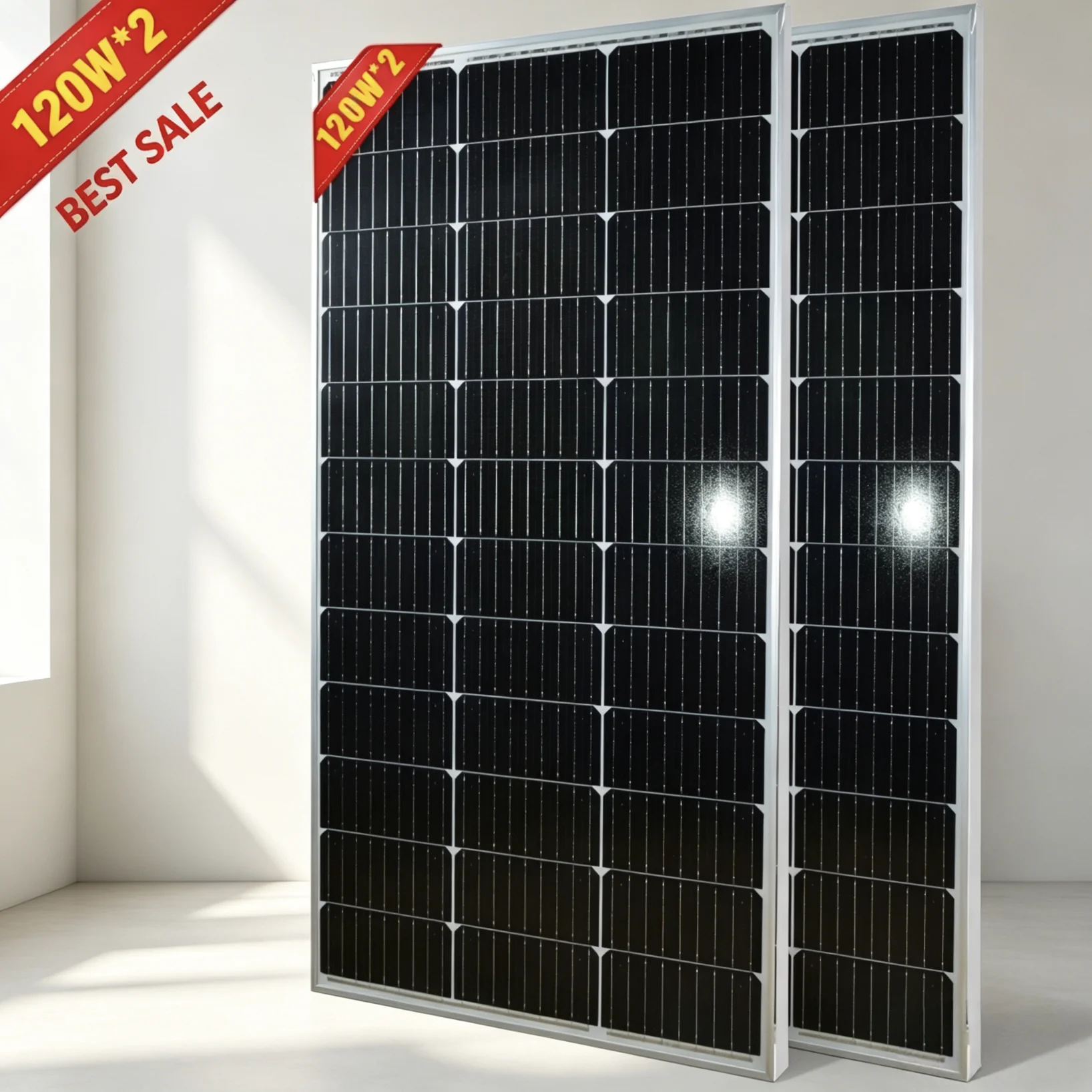 240 W (2 Stück 120 W), Solarpanel aus gehärtetem Glas, hocheffiziente tragbare Solarmodule 18 V, wasserdicht, langlebige Solarmodule für den Außenbereich, Hausdach, Wohnmobil, Boot, Camping