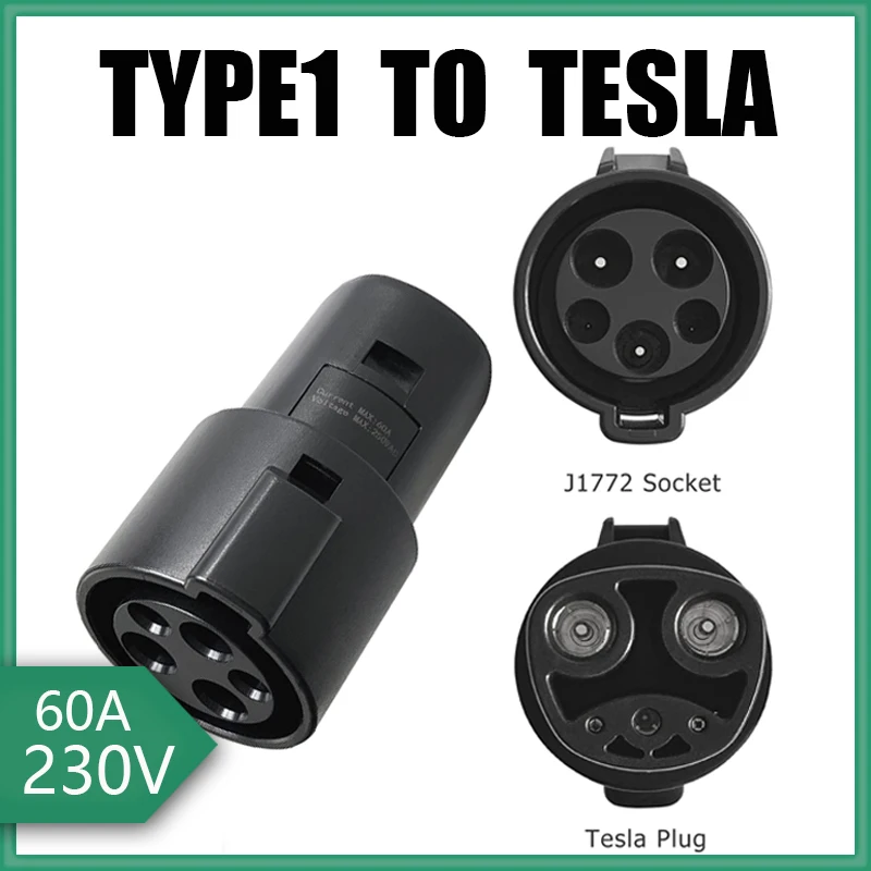 

Type 1 To Tesla Electric Vehicle Connector Type1 To Tesla EVSE Adapter for Model S/X/3/Y EV Charger Socket