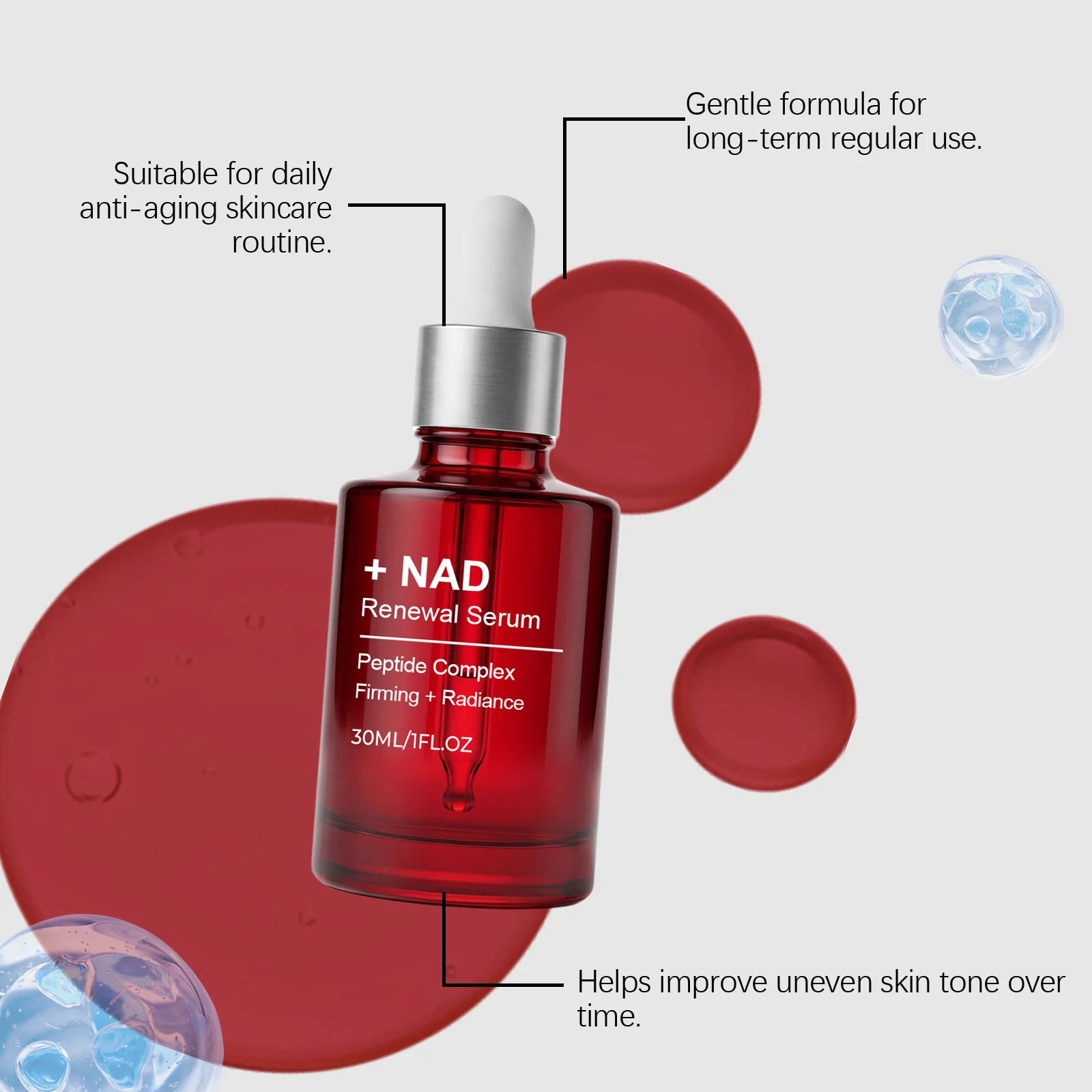 Radiance Serum Plumping NAD+ Firming Serum  Glow Booster Revitalizing Face Essence Lightweight Silky Deep Hydration Smoothing Serum
