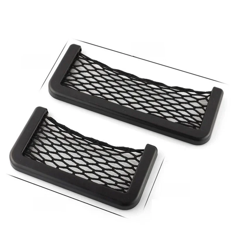 Organisateur de voiture, sac de rangement en maille, poche en filet, support pour téléphone portable, accessoires automobiles, filet de rangement multifonction pour voiture