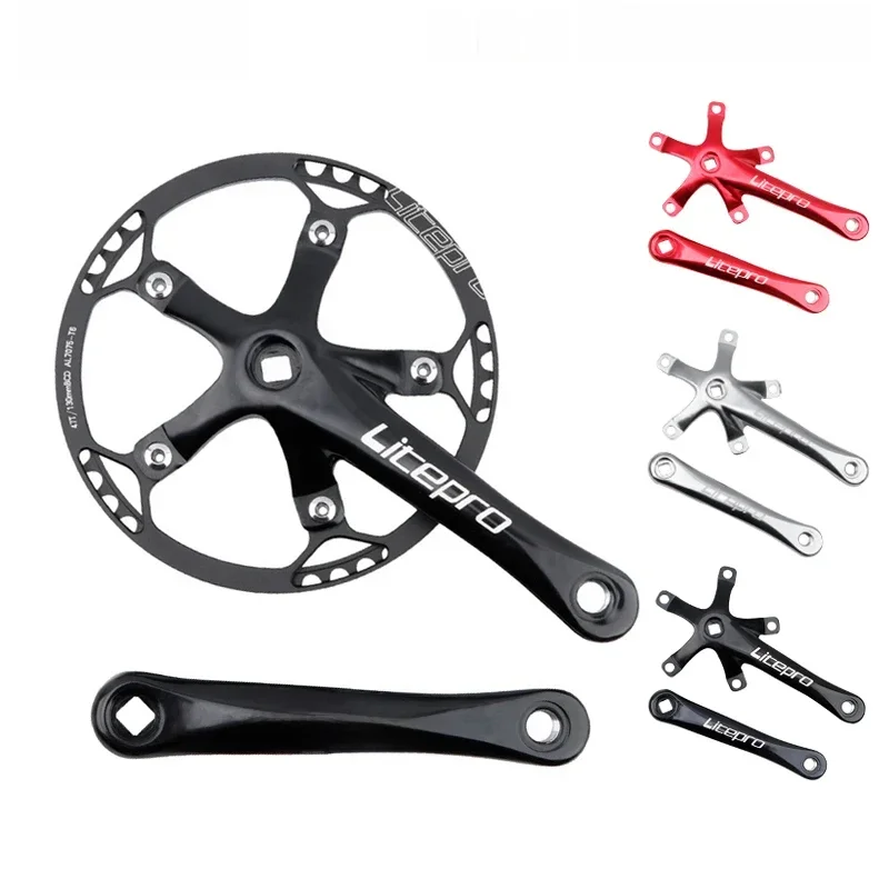 AliExpress GOLDIX Litepro Folding Bicycle Crankset Wide and Narrow Teeth 130BCD Chainring 45/47/53/56/58T Square Hole 170mm 130BCD 5claw Crank