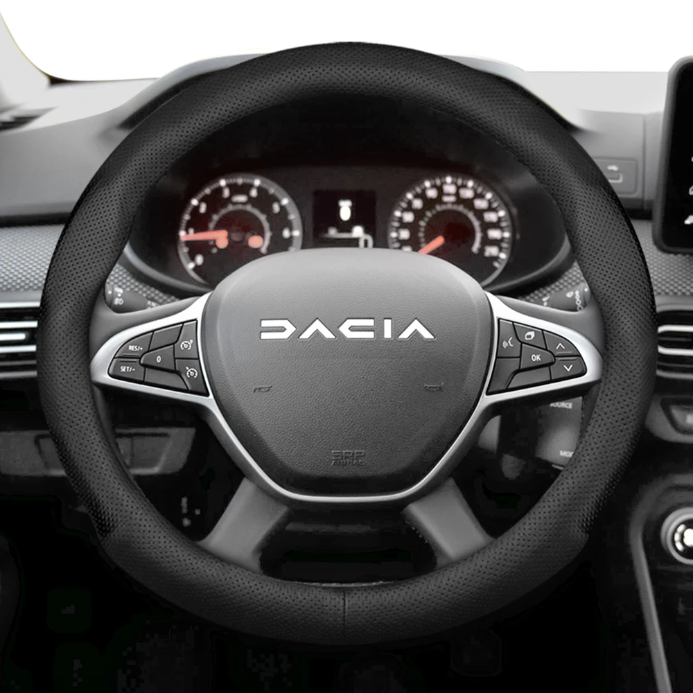 Suitable for Dacia Perforated Leather Steering Wheel Cover Breathable Sandero Stepway Duster Jogger Bigster Spring Electric Red