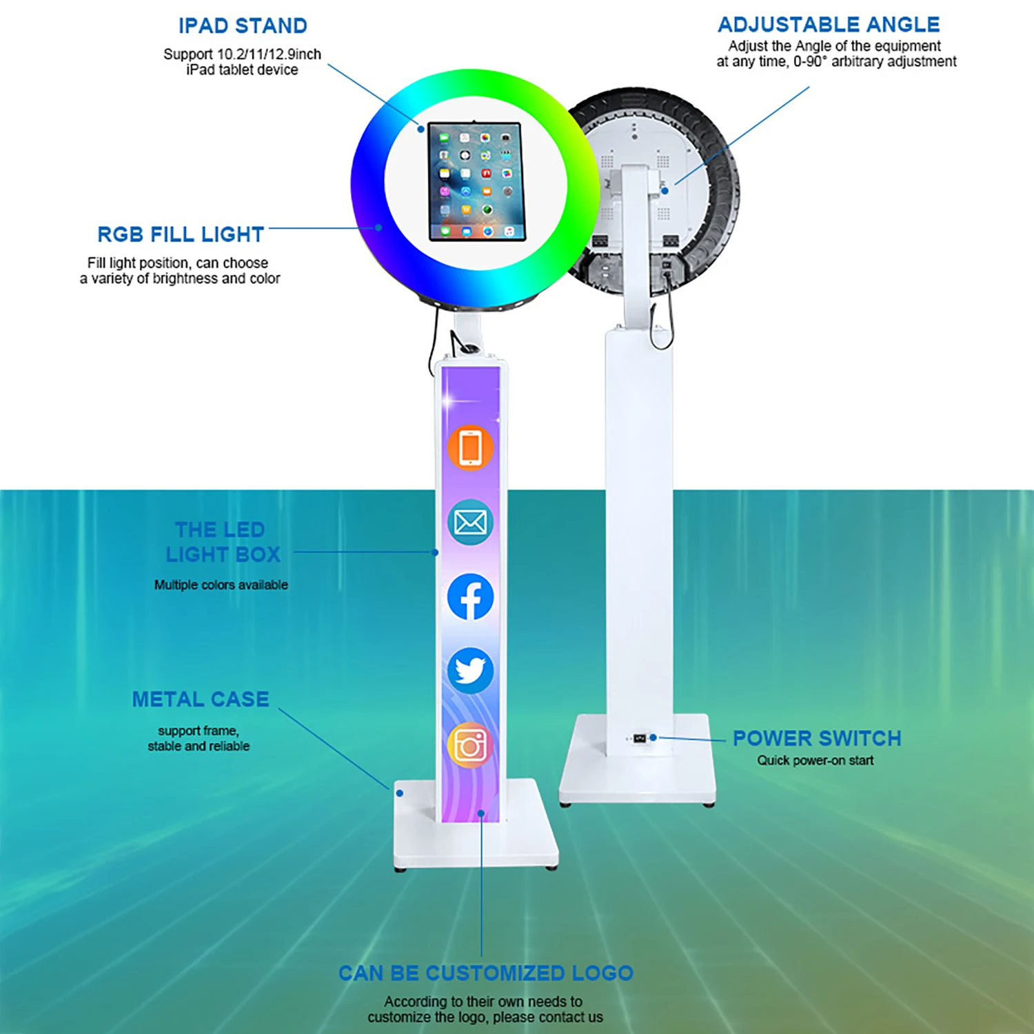 3 In 1 Ipad Photobooth Machine With Flight Case Free Customized Logo For Wedding Partys Events