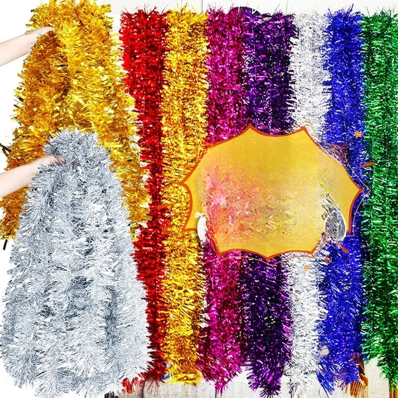 Guirlande de ruban de noël 1.5-30M, feuille de canne, guirlandes métalliques à paillettes, rubans d'emballage d'arbre de noël, ornements DIY, décor de fête du nouvel an