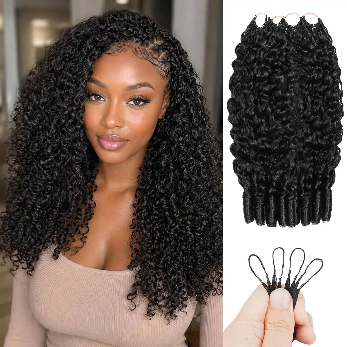 Extensions de cheveux humains bouclés birmanes au crochet, 20 pouces, 180g, sans nœuds, pré-séparées, effet plume, légères, réutilisables, Remy, avec boucles spirales pour femmes