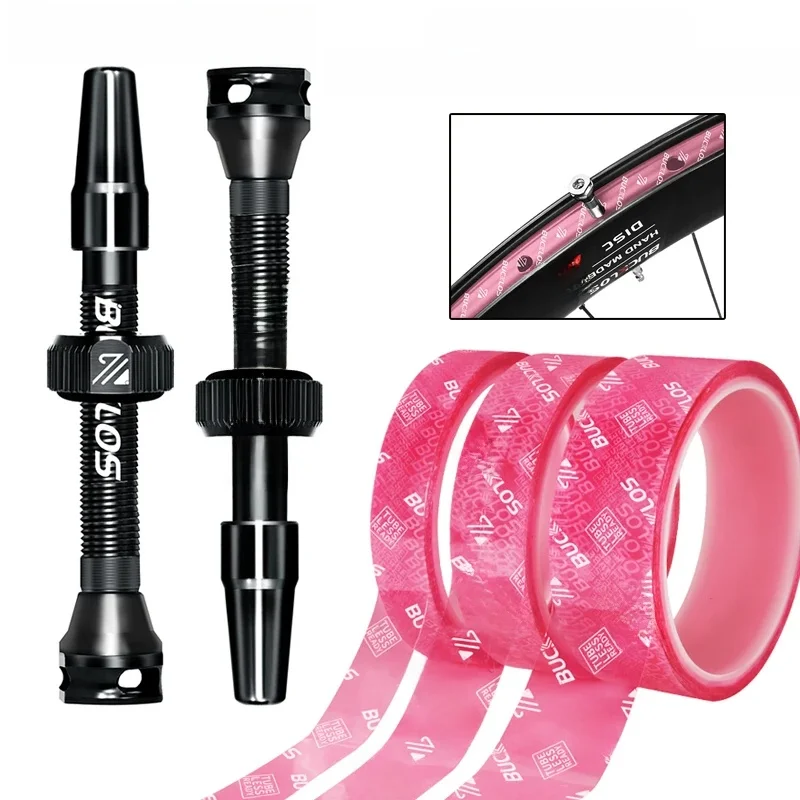 AliExpress BUCKLOS 40MM 44MM Bike Tubeless Valve CNC Road Bicycle Presta Valve Bicycle Tubeless Rim Tape MTB F/V Valves Wheelset Tape Strip