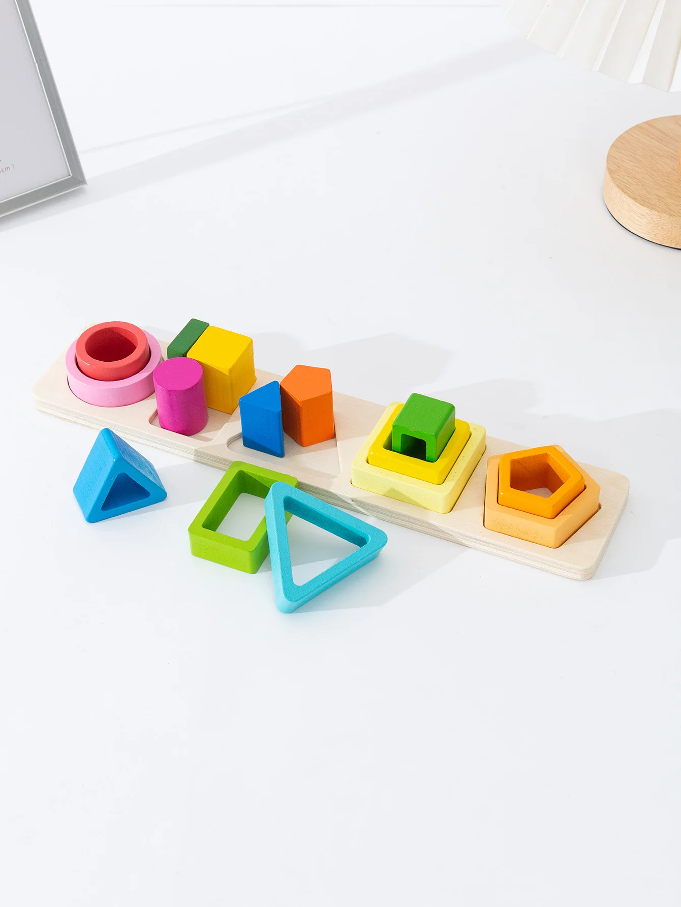 5 Sets Geometric Shape Sorting Stacking Toys, Early Learning Color & Shape Recognition Matching Toys