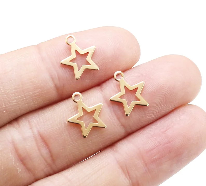 50pcs Star Charm, Lucky Star Charm, Metal Star Charm For Jewelry Making, Earring Findings, Celestial Charms, 11.6x10mm RP241