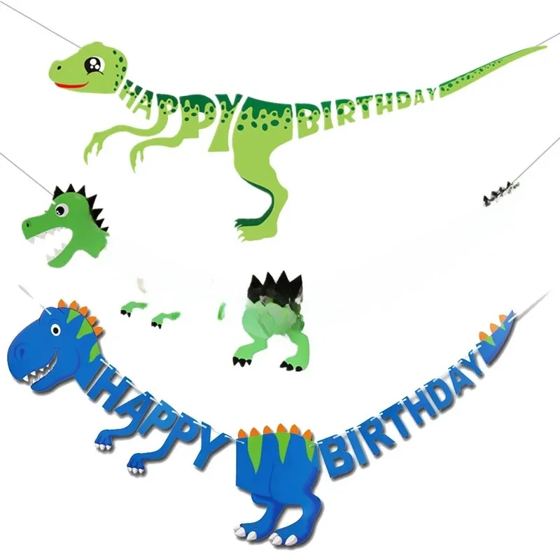 Dinozaur Happy Birthday Garland Banner Roar Dino Party Balloons Jungle Animal Safari 1st Kids Birthday Party Decoration Supplies — zdjęcie 2