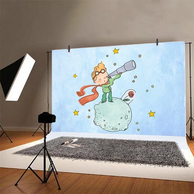 Little Prince fondale Universe Meteorite Boys Happy Birthday Party Photography Background Photo Studio Prop Decor Banner
