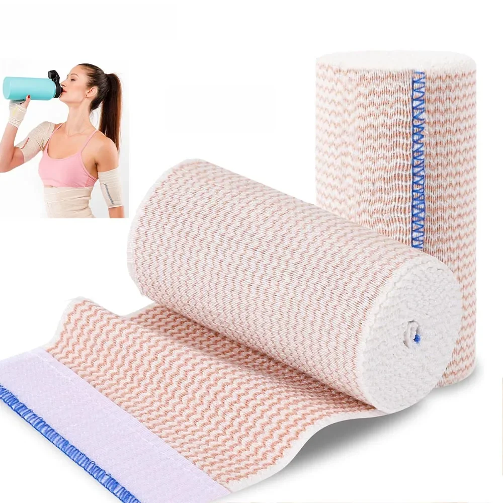 Paquet de 2 bandages élastiques, bandage de compression pour jambes, cheville, genou, ventre, corps, enveloppes de lymphatique pour jambes, sans latex
