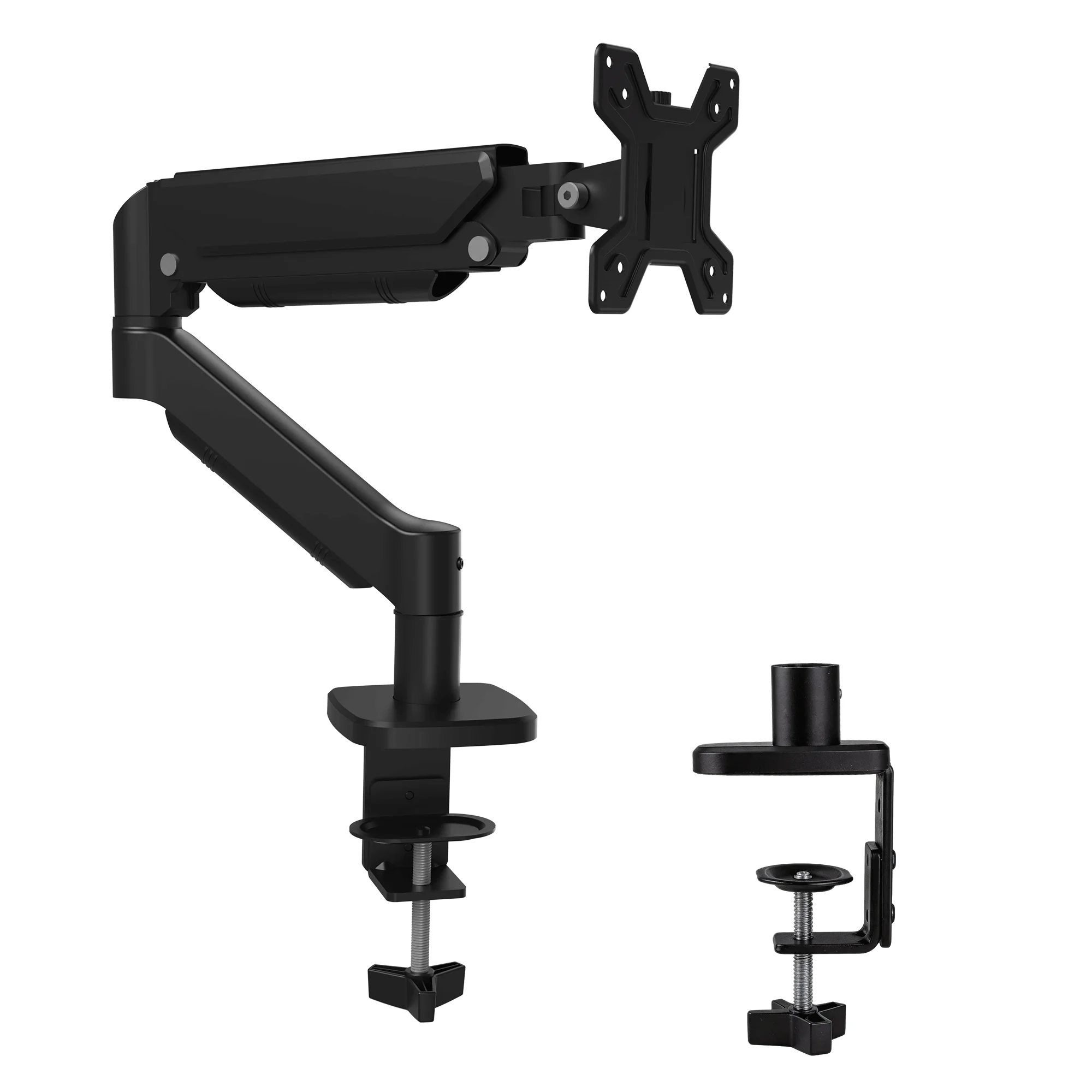 Einstellbarer Monitorarm, volle Bewegung Gasfeder Schreibtischmontage für 13-32" Bildschirme, 2-10kg Belastung, VESA 75/100mm, 360° Drehung (schwarz)