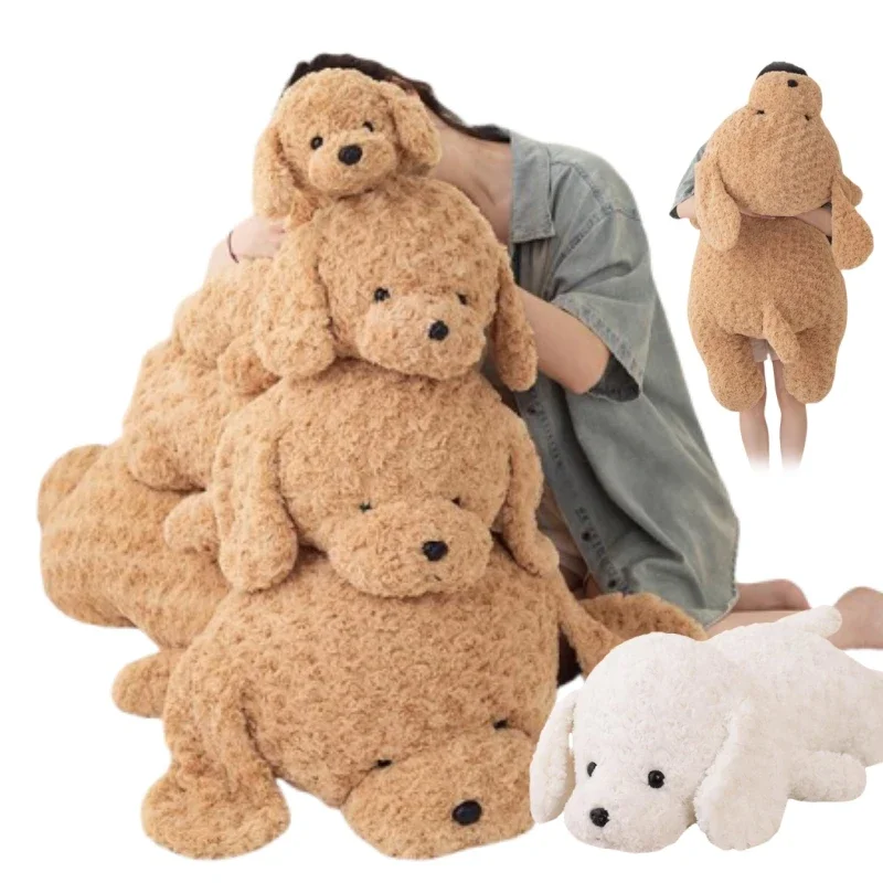42Cm-118Cm Simulatie Enorme Hoge Kwaliteit Zachte Teddy Hond Pluche Pop Kussen Bruin Wit Lang Pluche Dier Knuffel Woondecoratie - afbeelding 2