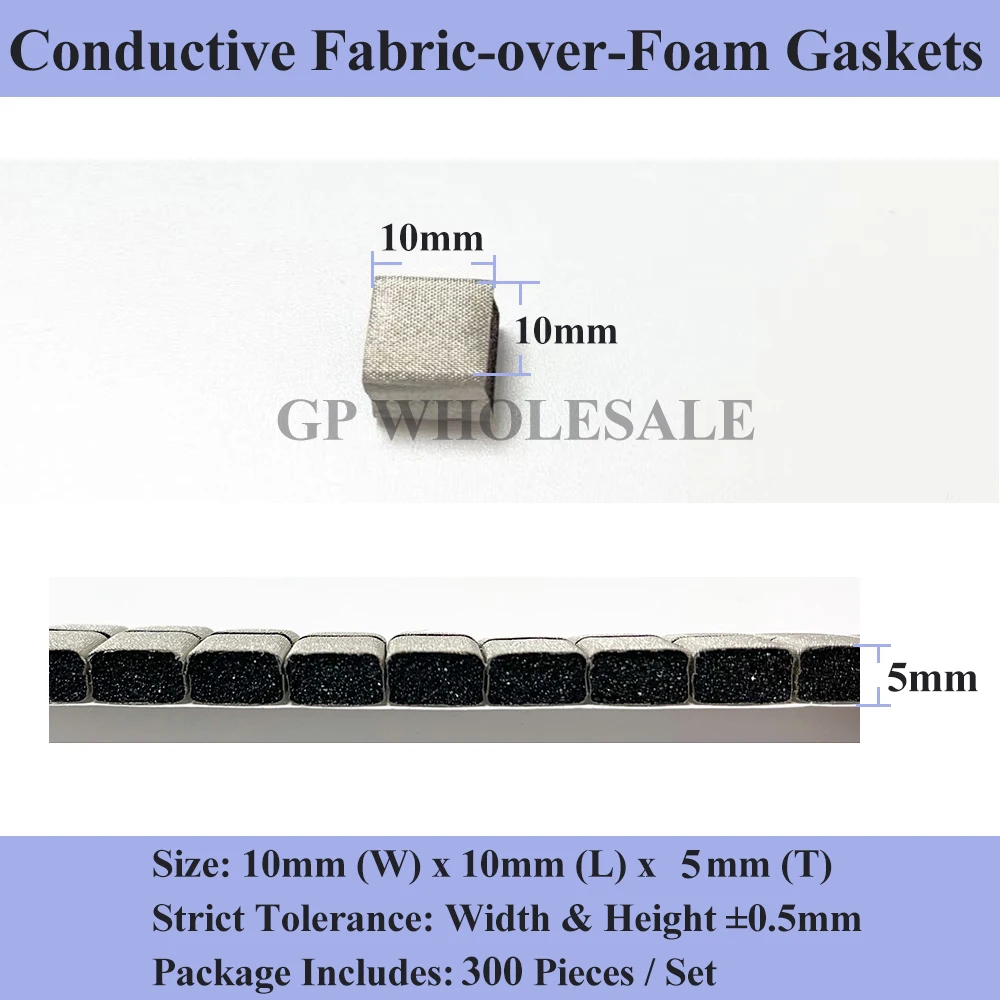 300pcs 10mmx10mm EMI Conductive Foam Sponge Particles Electric Rubber 5mm thickness Package Conductive Cloth