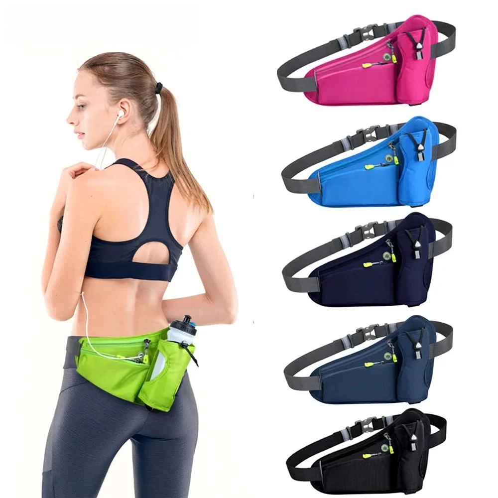Sac banane avec porte-bouteille d'eau, sac à bandoulière avec sangle d'extension, ceinture de course, sac de taille d'hydratation pour la marche et la course