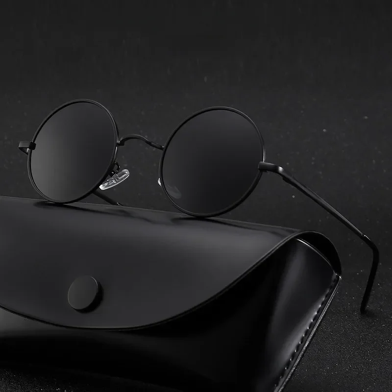 Lunettes de soleil polarisées rondes pour hommes et femmes, lunettes de soleil rétro, marque de créateur, monture en métal