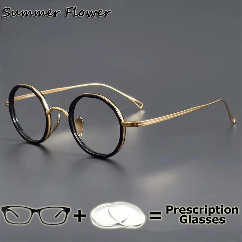 

Acetate Titanium Eyeglasses Frames Men Eyewear Ready Prescription Glasses Retro Women Spectacles Myopia Presbyopia Unisex Gafas