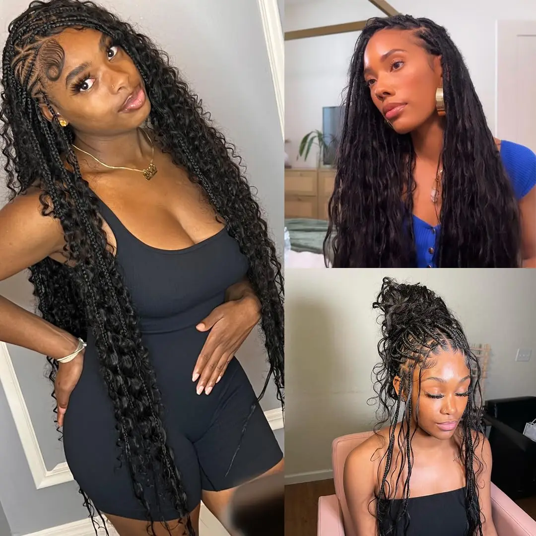 شعر تجديل بشري مموج لضفائر بوهو بدون لحمة شعر بشري لعذراء السائبة 100% شعر بشري للتضفير 16-26 بوصة