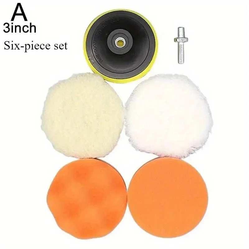 6-Piece Car Polishing Kit, 3/4-Inch Soft Brush Pad, Waxing and Polishing Disc, Scratch Removal Tool, Home Renovation Tool Set
